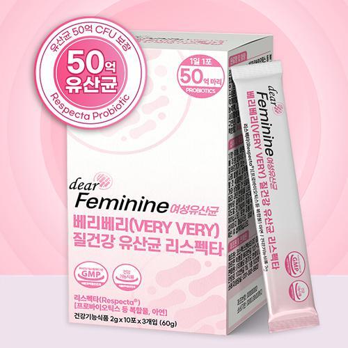 디어페미닌 여성유산균  Y존유산균 찐핑크여성유산균 찐핑크유산균 질건강 임산부 수유부 프로바이오틱스 청소년 여성을 위한 질유산균 30포 1개월